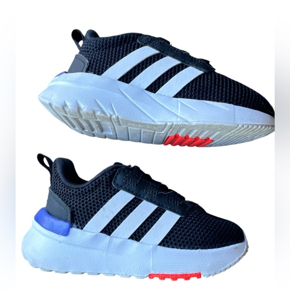 adidas Racer TR21 Sneaker tennis shoe Toddler size 5 black white and blue - Picture 6 of 6